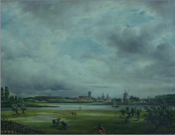 L.J. Hansen, gezicht op Culemborg, 1843